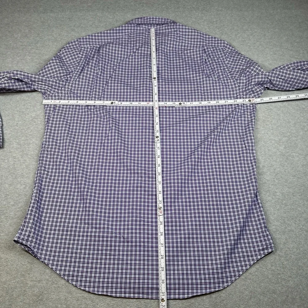 Polo Ralph Lauren Mens L Purple‎ Gingham Button-Down Shirt Cotton Stretch Logo